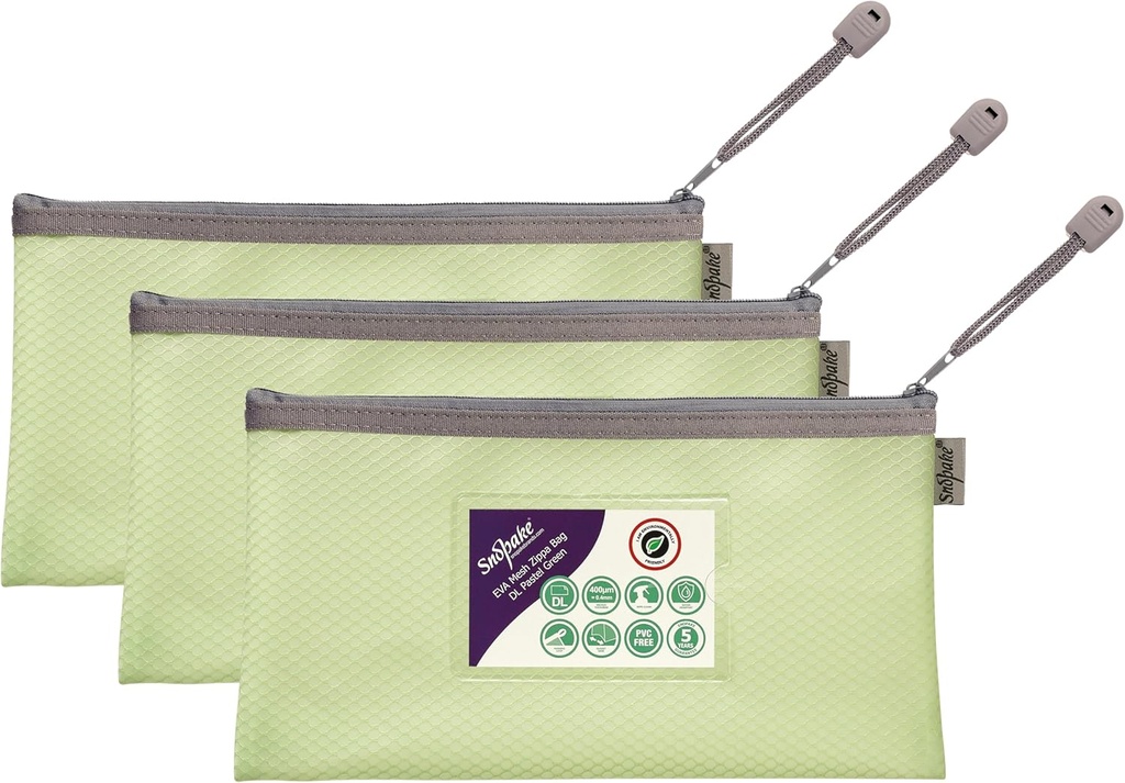Snopake EVA Zippa Bag DL Pastel Green (Sold Sing) -  (3/pk)
