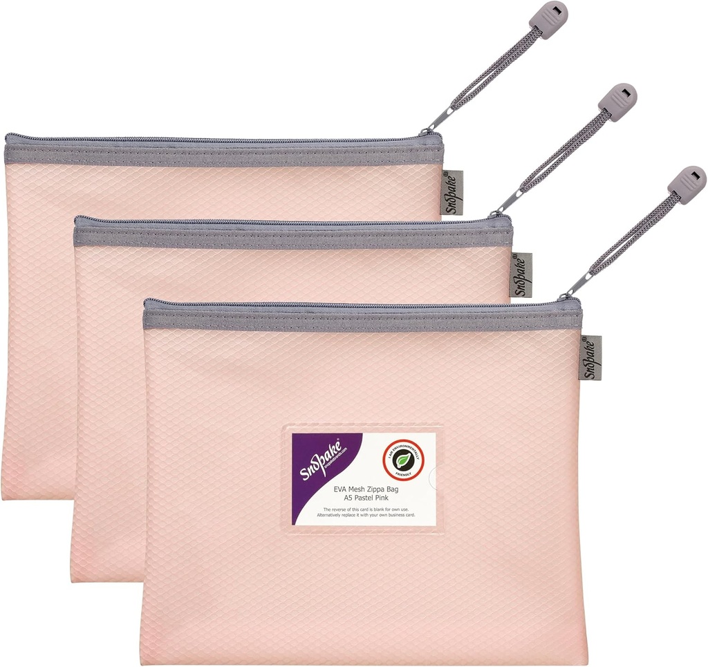Snopake EVA Zippa Bag DL Pastel Pink (Sold Sing)  - 3/pk