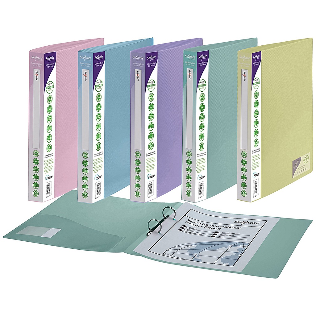 Snopake GRS Reborn 2 Ring Binder A4 Pastel Assorted (Single) - (5/bx)