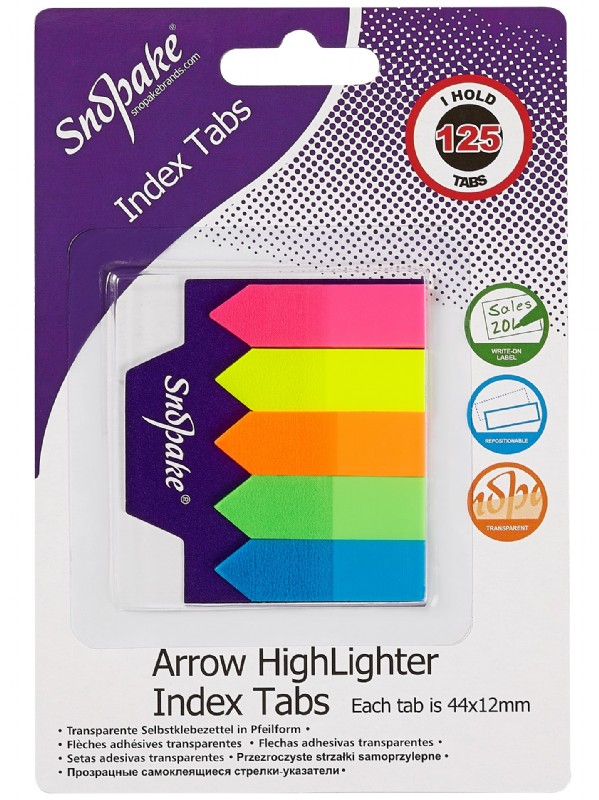 Snopake Arrow Highlighter Index Tabs Asst.