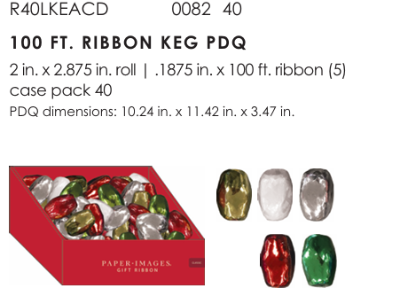 Curling Ribbon Keg 100ft Assorted #R40LKEACD - Each - (40/bx)