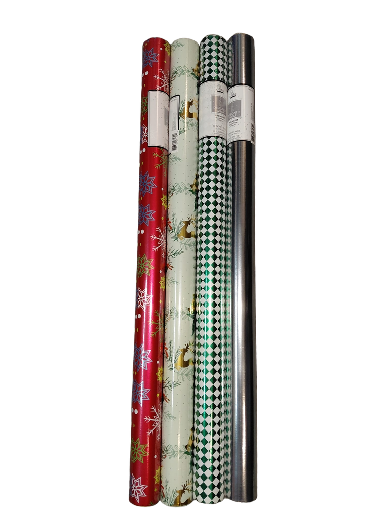 XMAS Gift Foil Wrap 25ft Roll-  #CW2530A53/CRW1248/49/50/51/52