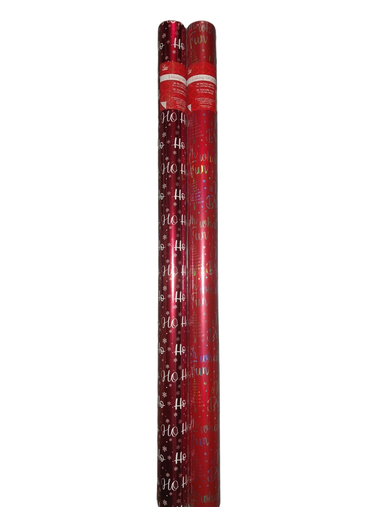 XMAS Gift Foil Wrap 25ft Roll Red/White/Silver #CW2530A50 