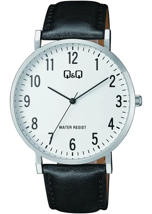 Q&Q Analog Boys White Face S/Leather Band Watch #C43A-001PY