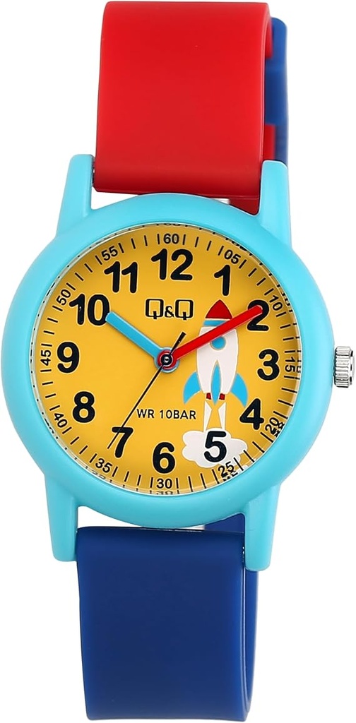 Q&Q Analog Kids Yellow Face #VS49J009Y Two Tone Band Watch