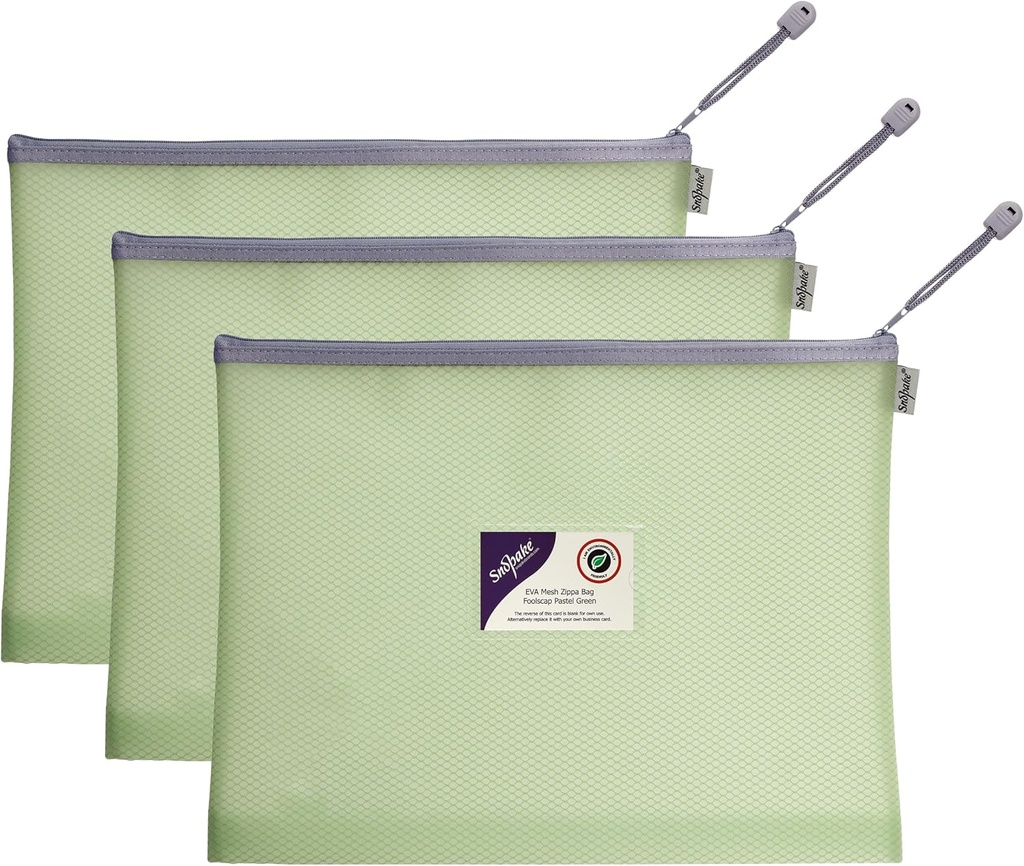 Snopake EVA Zippa Bag F/S Pastel Green (Singular) - (3/pk)