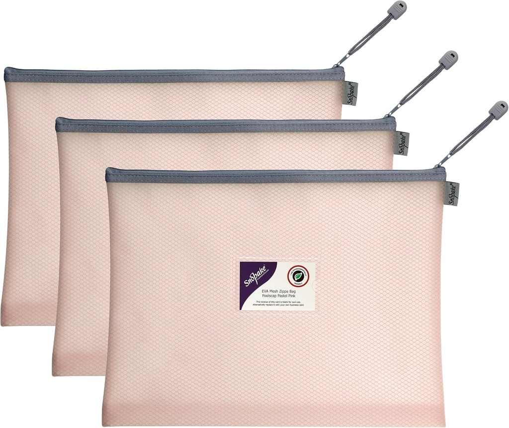 Snopake EVA Zippa Bag F/S Pastel Pink (Singular) - (3/pk)