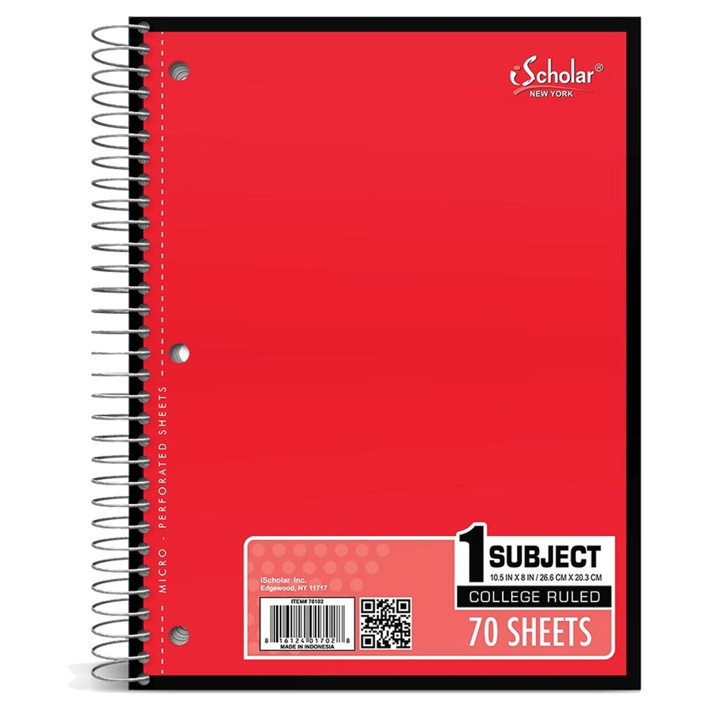 iScholar 1 Subject #78101/78102 Notebook - (24/ctn)