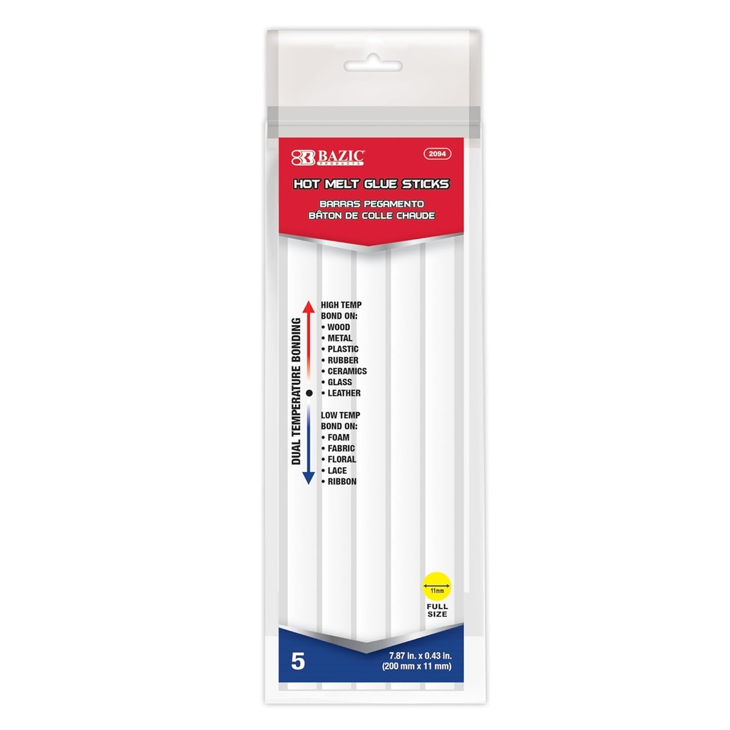 Bazic Glue Gun #2094 Sticks 7.87x0.43" 5pk 