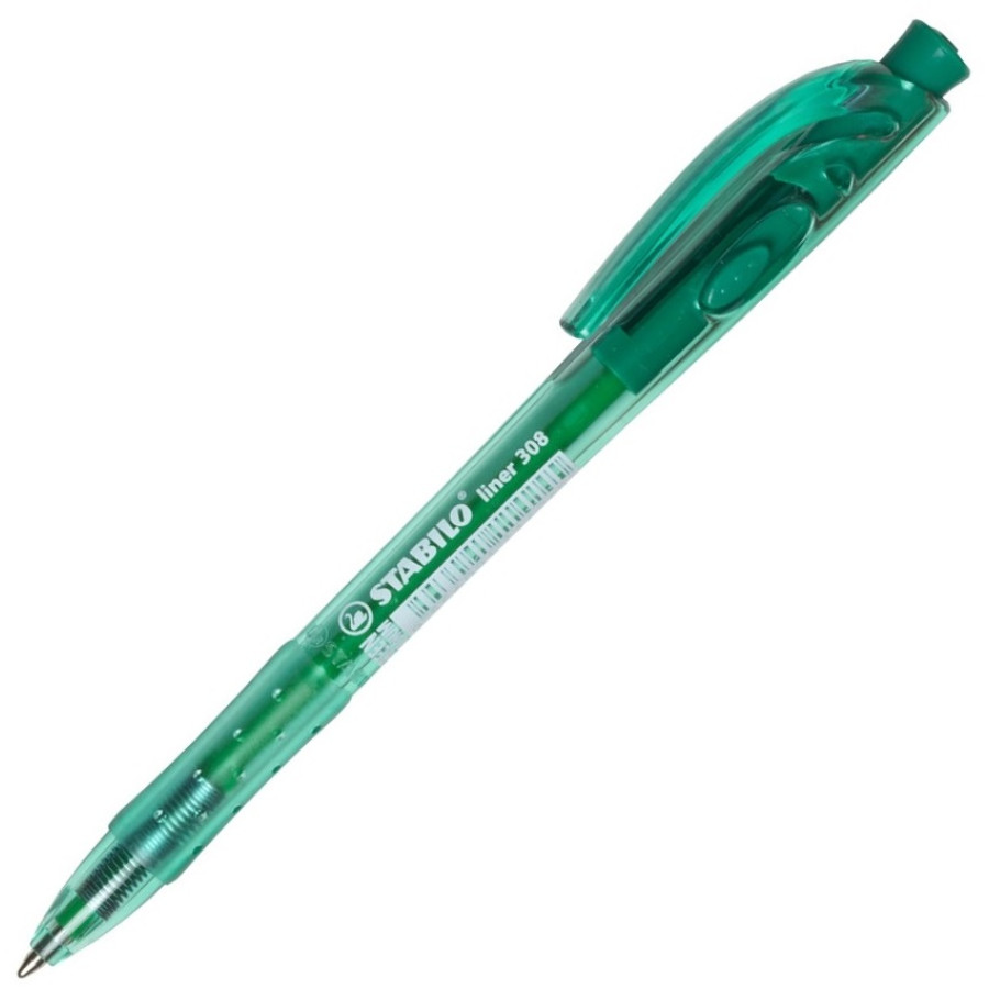 Stabilo GREEN MEDIUM Liner Retractable BallPoint Pen - (10/bx)