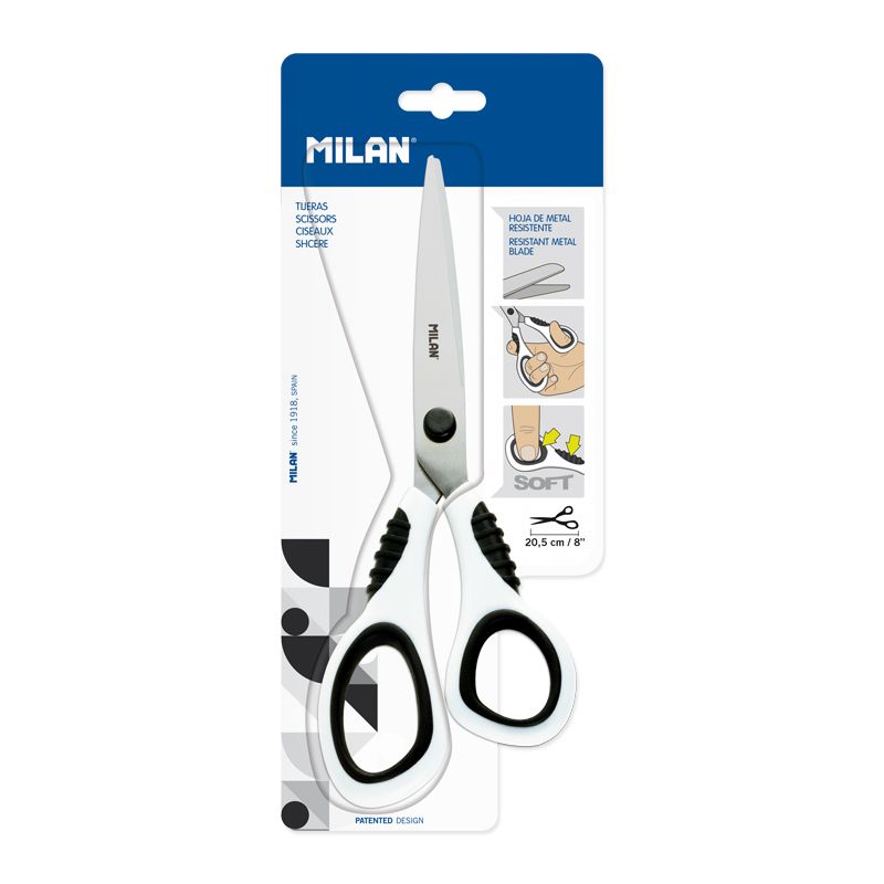 Milan Office 8" Scissors Black/White #BWM10150