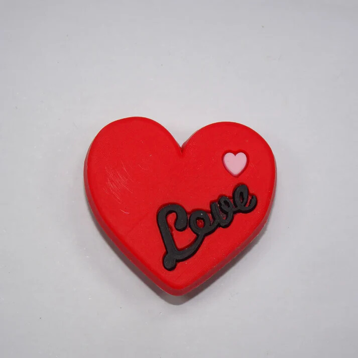Croc Shoe Charm - HEART RED w/PINK HEART LOVE #89-24