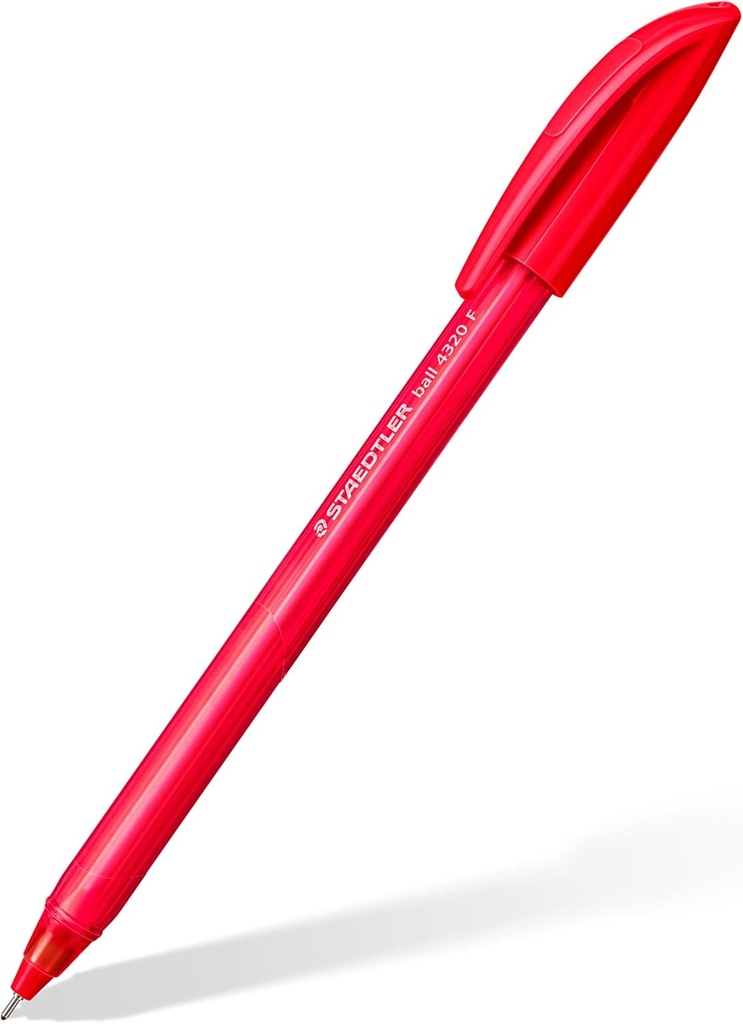Staedtler #4320 F-2 RED FINE Triangular Ballpoint Pen - (10/bx)
