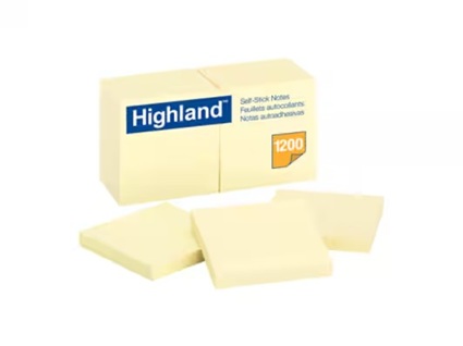 Highland 3x3 Adhesive Notes #6549 YELLOW Only