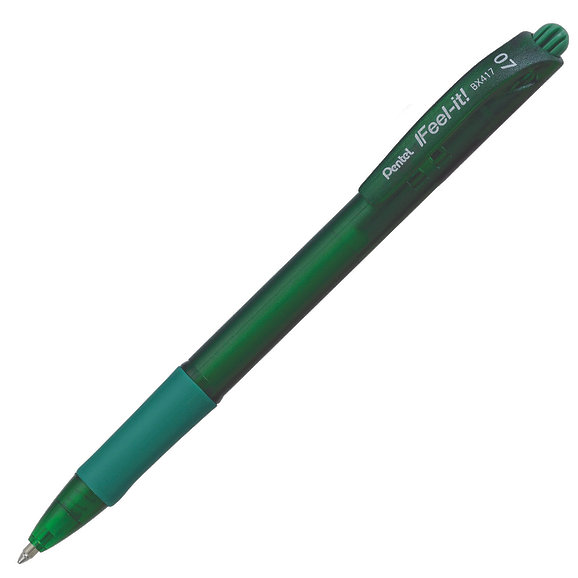 Pentel Feel It Retr. 0.7mm GREEN BP Pen - (12/bx)