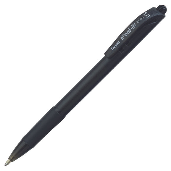 Pentel Feel It Retr. 1.0mm BLACK BP Pen - (12/bx)