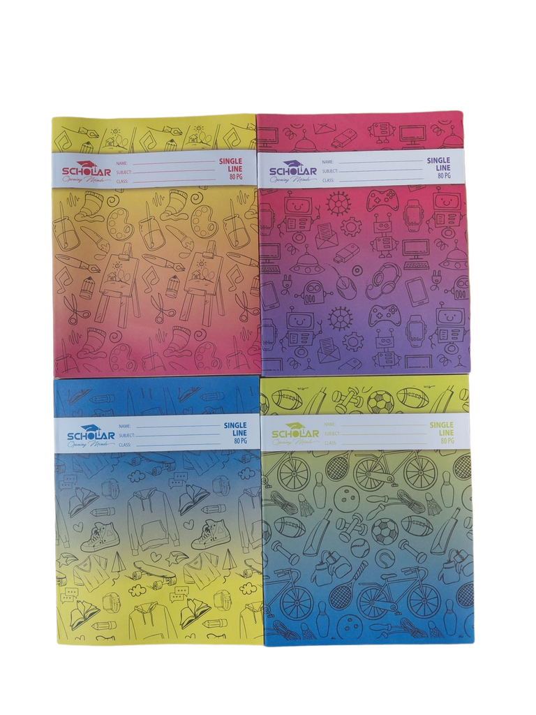 Scholar Exercise Books Single Line Assorted 80pg ( 192/ctn)
