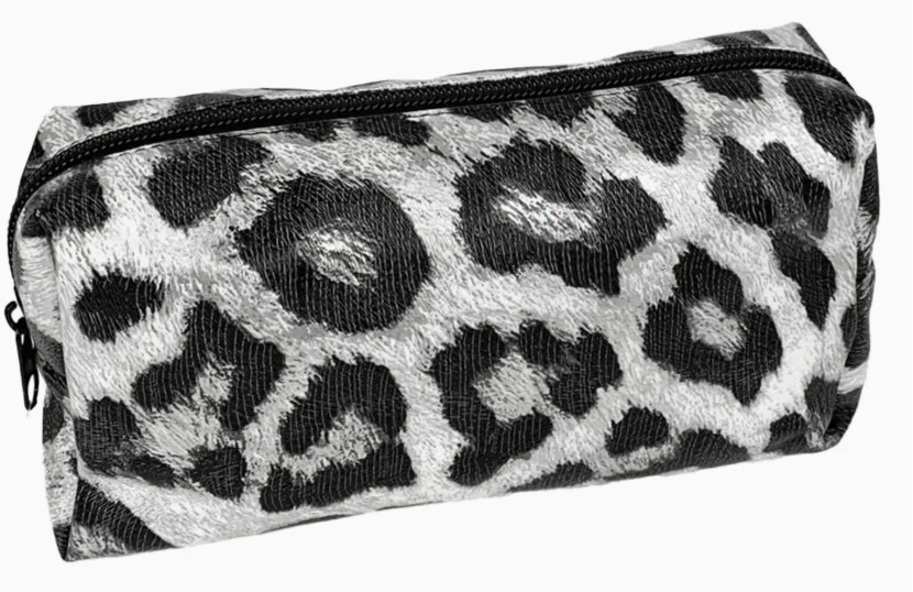 Pencil Case - Leopard Metallic Silver #PCA181