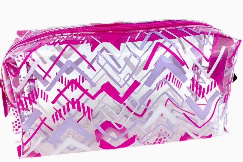 Pencil Case - Chevron Pink Clear #PCA189