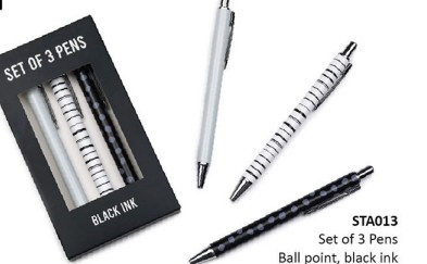 Monochrome 3pk Ballpoint Pens #STA013