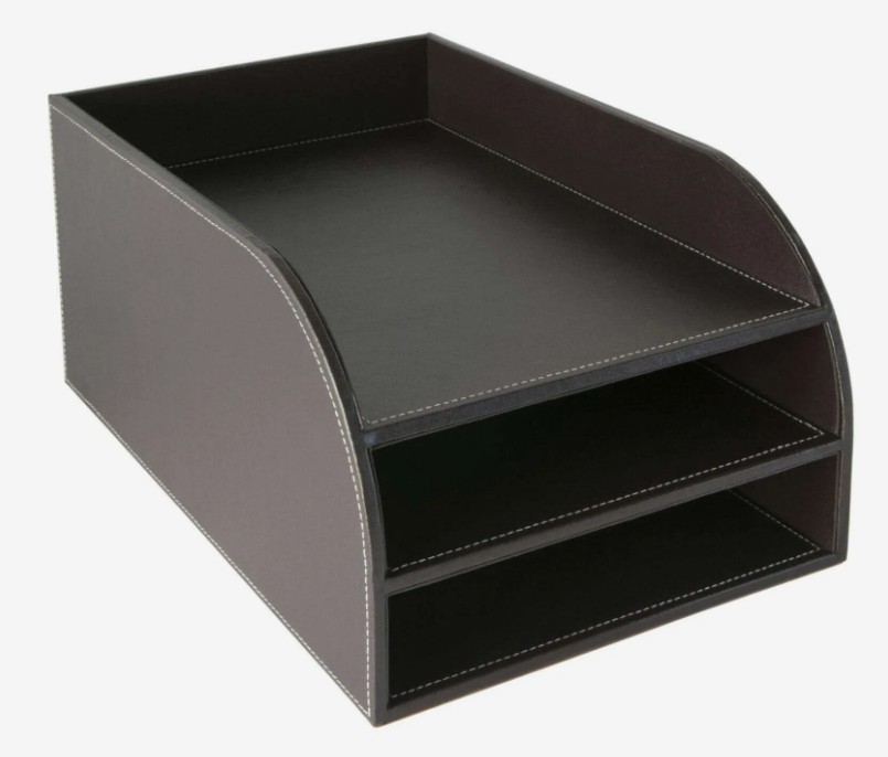 Letter Tray #BPU3TT 3 Tier F/Leather Brown