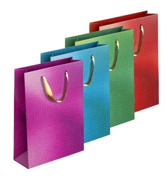 Gift Bag METALLIC Embossed MED 4 Asst Cols #P1900