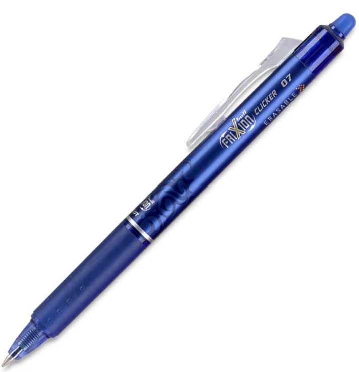 Pilot Frixion Retr. Erasable Ball Clicker BLUE 0.7mm Fine Pen - (10/bx)