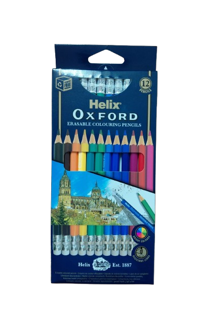 Helix Erasable Colouring Pencils 12s #833510