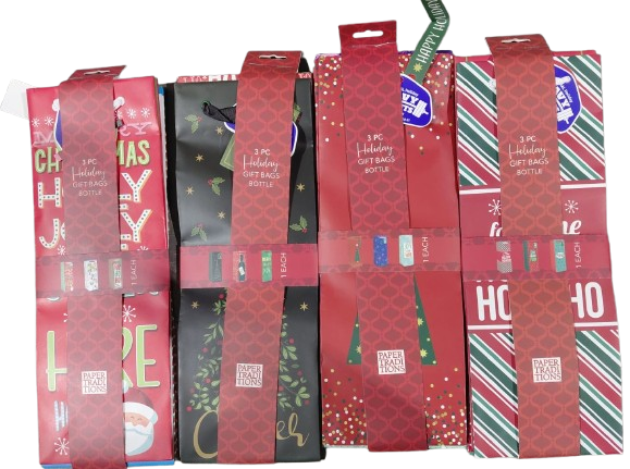 XMAS Bottle 3pc Value Gift Bag Set #C3BGBA-2/A4/A3/A1