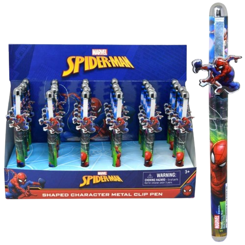 69429MZ* SPIDERMAN Shaped Metal Clip BP Pen SINGULAR -(Display 24)