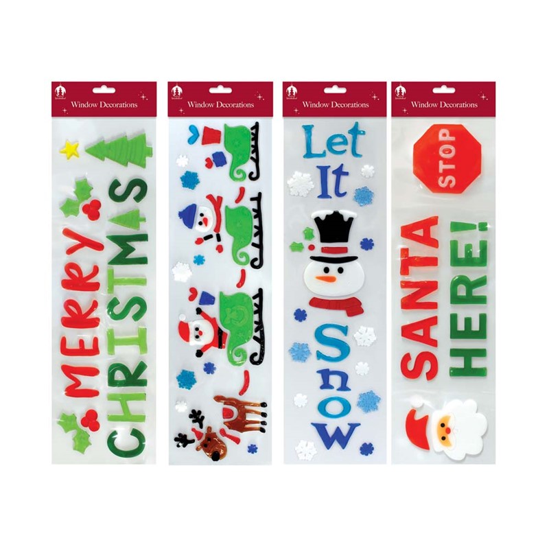 XMAS Home Decs WINDOW GELS #X9884A Asst