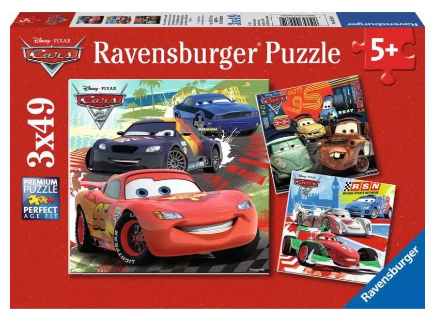 CARS Worldwide Racing Fun 3 x 49pc Puzzle 5+