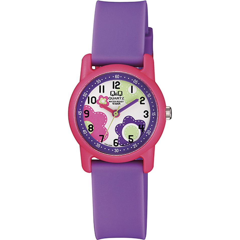 Q&Q #VR41J006Y (Flower) Purple Strap Kids Watch
