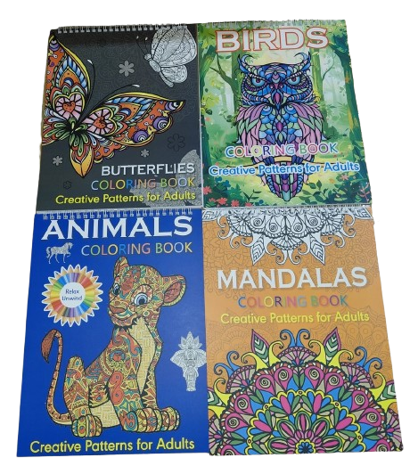 Adult Spiral Colouring Book 4 Designs 215x280mm 