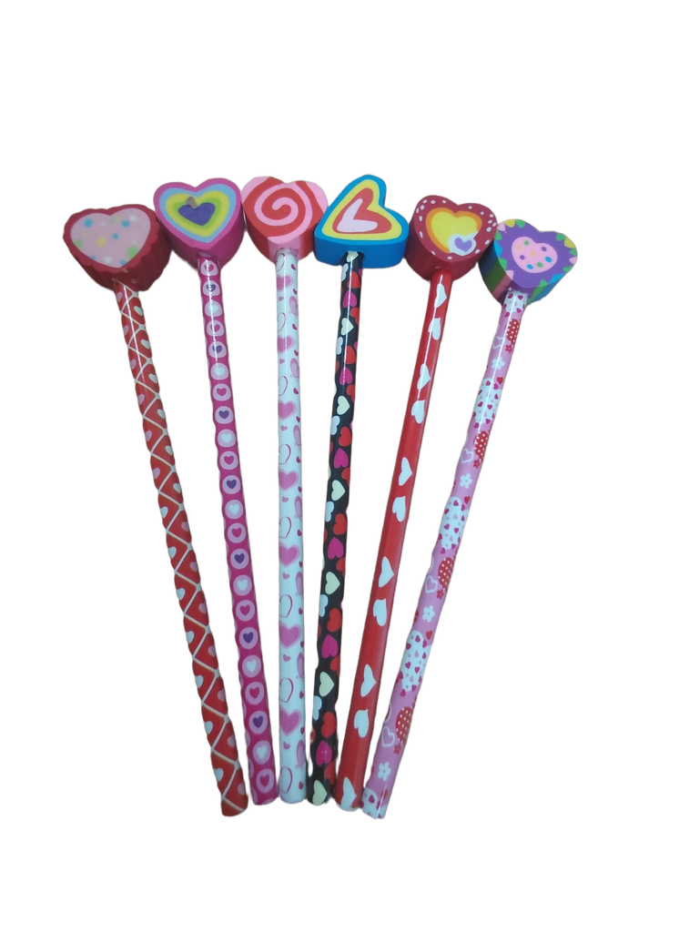 Valentines Heart HB Pencils W/Heart Toppers #15720654 (Singular) - (12/pk)