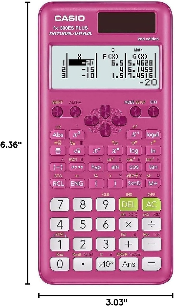 Casio Scientific #FX-300 ESPLUS Pink 262 Functions Calculator