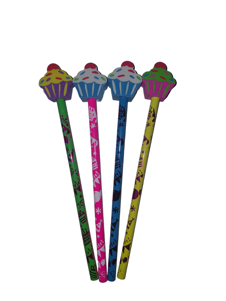 Moon Pencil w/Topper "PARTY/CUPCAKE" - (36/Tub)