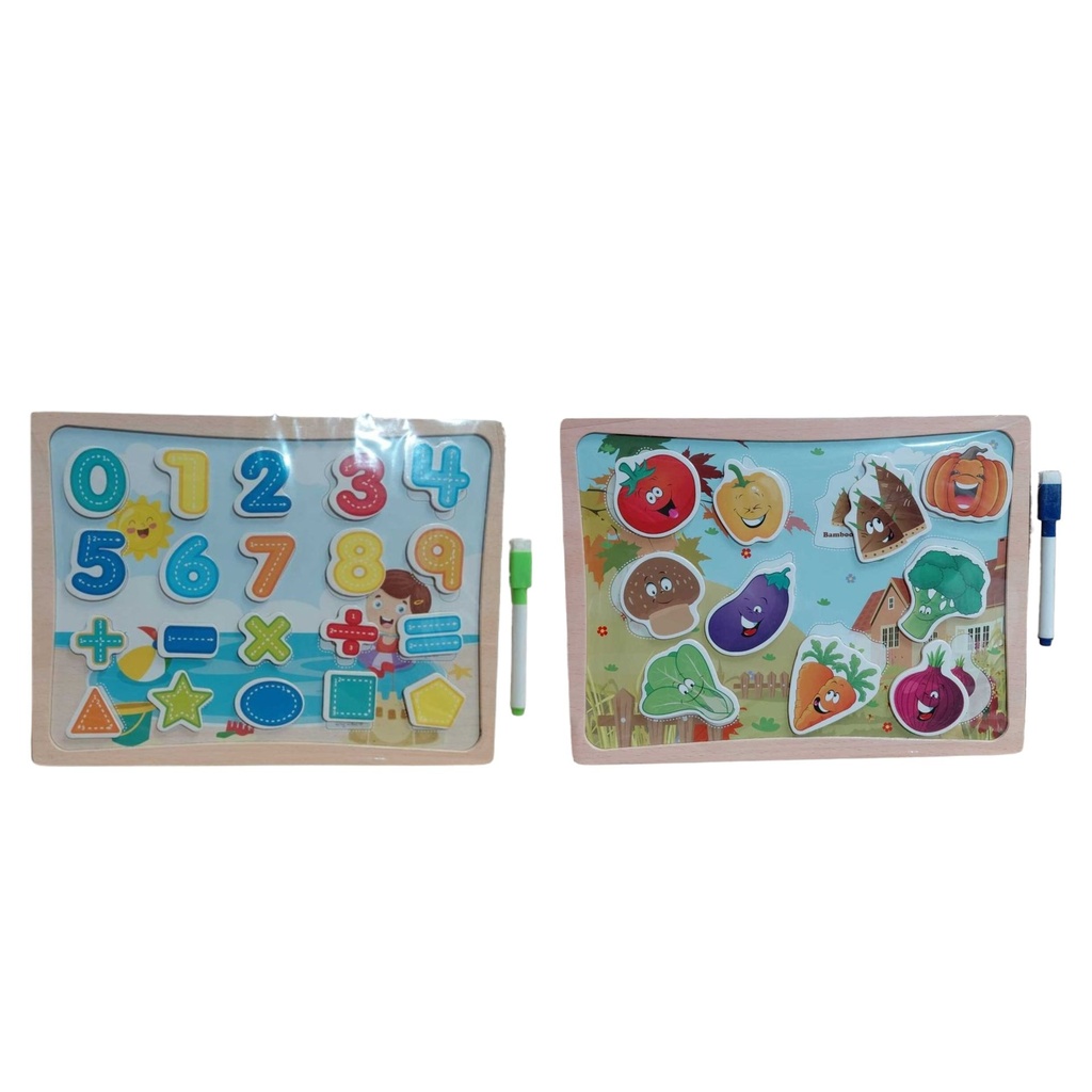 Wooden Puzzle w/Whiteboard & Marker Asst Designs 