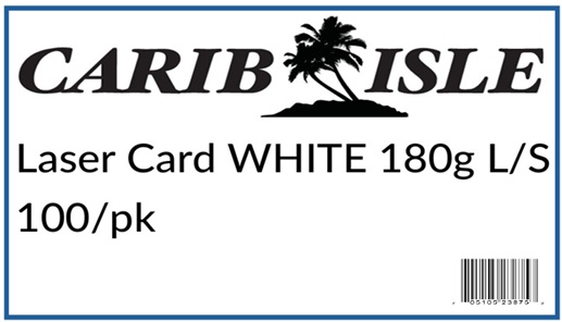 Laser Card WHITE 180g L/S 100/pk (Carib Isle)