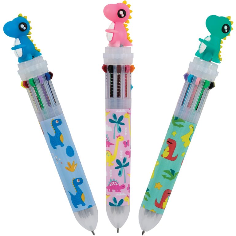 Ballpoint 10 Col Fat Pen w/Dinosaur Topper Asst #38Q1-2320