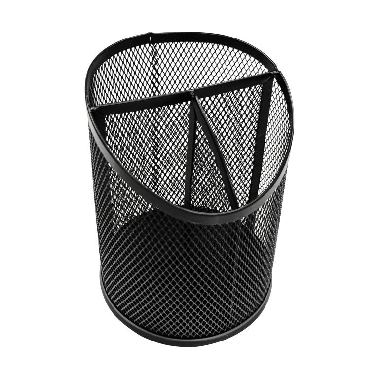 Pen Cup Large Wiremesh Black 3 Compartments #MIL11998CA