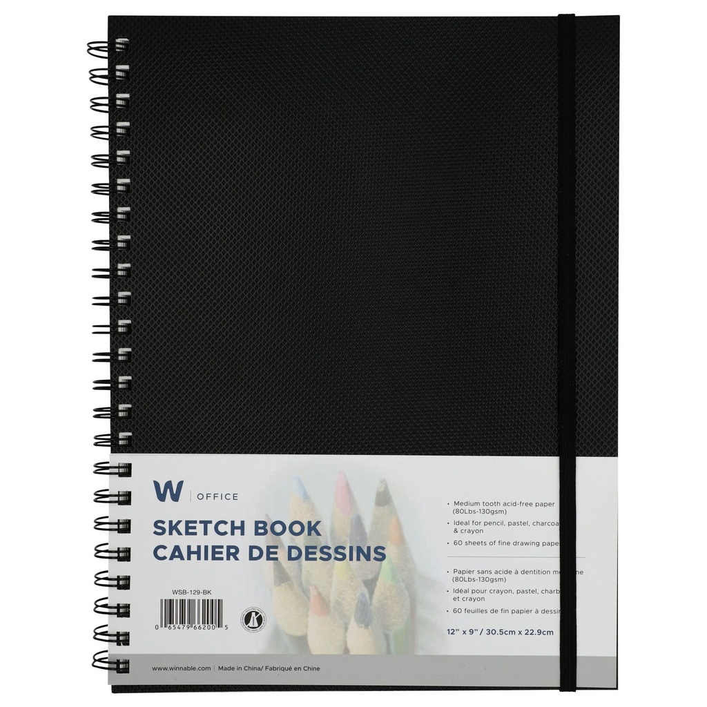 Sketch Book Spiral 12x9" 60sht #WSB129BK