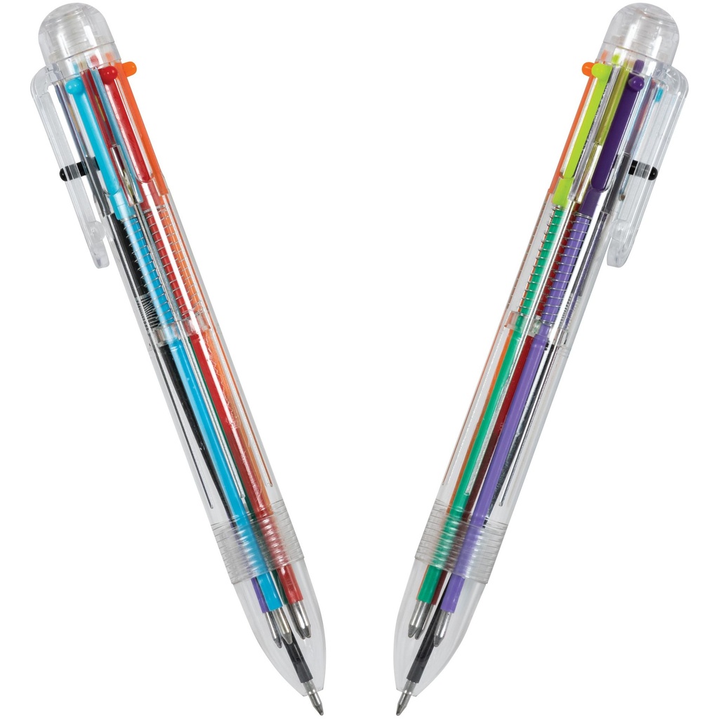 Clear Barrel 6 Colour Ballpoint Pen #38Q1-2350