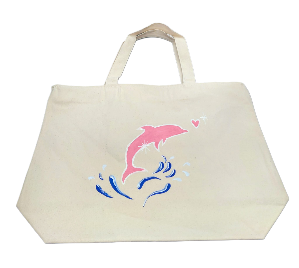 Artzy Bag - DOLPHIN PINK Design Tote Bag (Can Be Used For Art Bag/Beach Bag or Every Day Use)