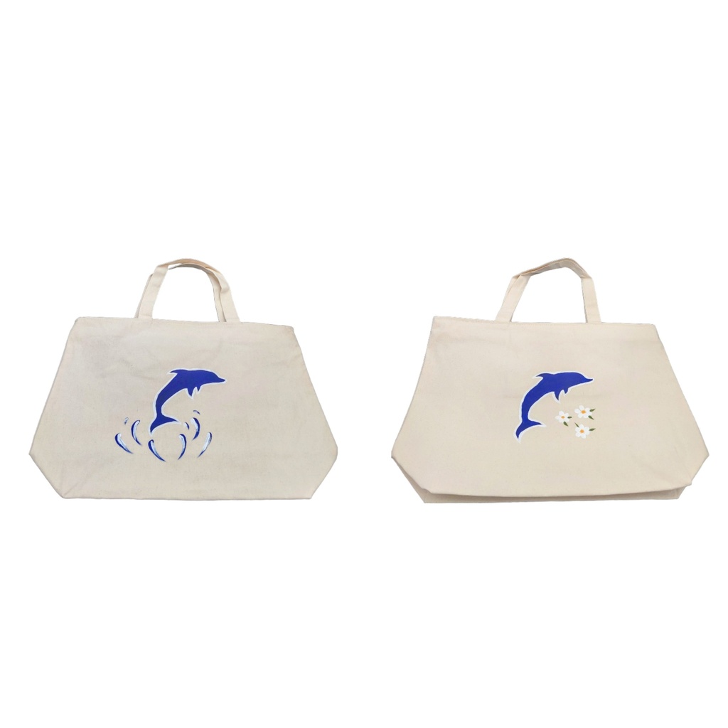 Artzy bag - DOLPHIN BLUE Design Tote Bag (Can Be Used For Art Bag/Beach Bag or Every Day Use)