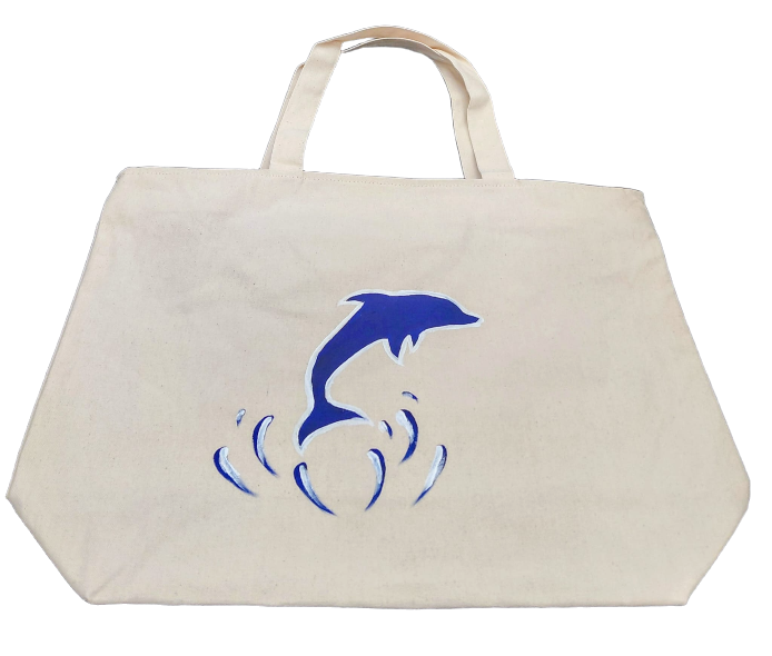 Artzy bag. DOLPHIN BLUE Design Tote Bag (Can Be Used For Art Bag/Beach Bag or Every Day Use)