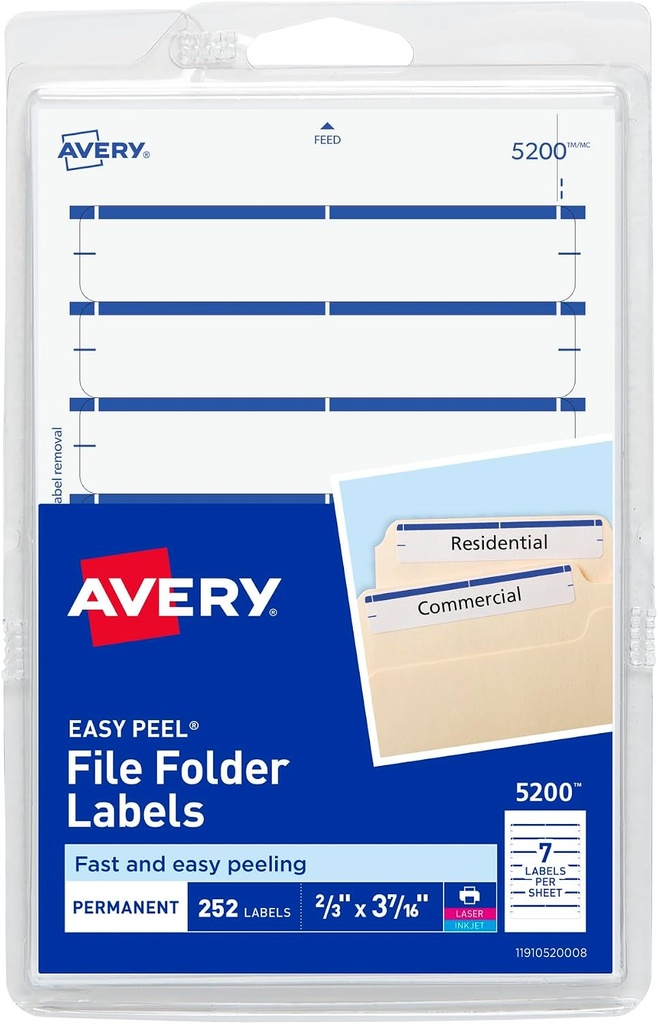 Avery File Folder Labels #5200 DARK BLUE 252pk