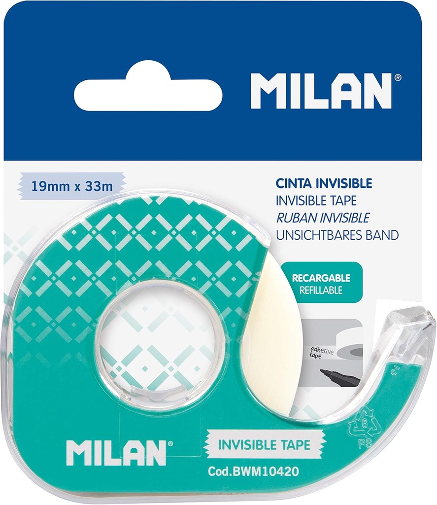 Milan Invisible 3/4" x 33m Tape w/Dispenser #BWM10420 