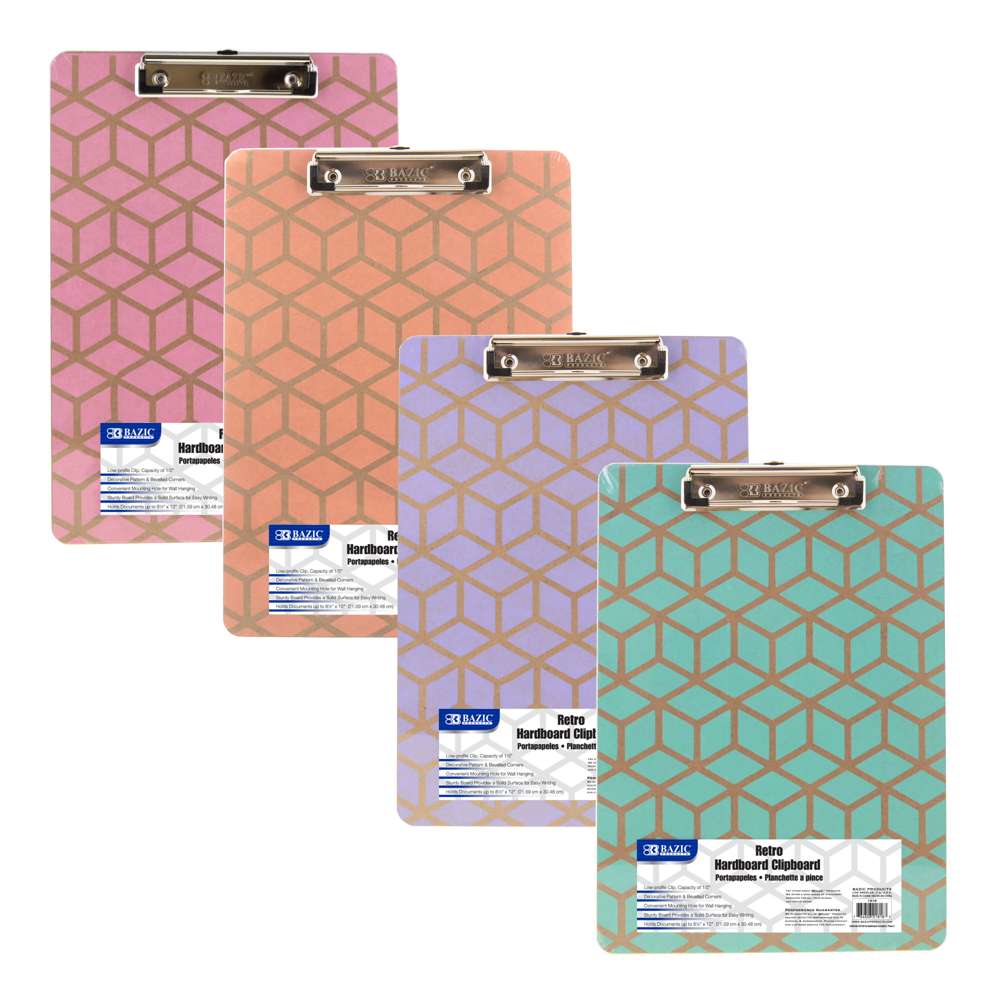 Bazic Retro Pattern Hardboard Clipboard (Each) - (24/ctn)