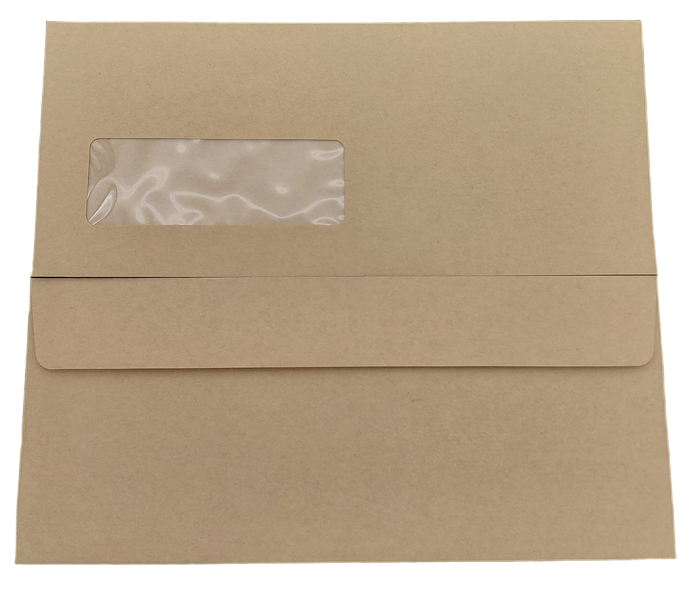 Carib Isle Manilla Window 4 1/8x9 1/2" Peel & Seal 100g SOLD 50pk Only - (800/ctn)